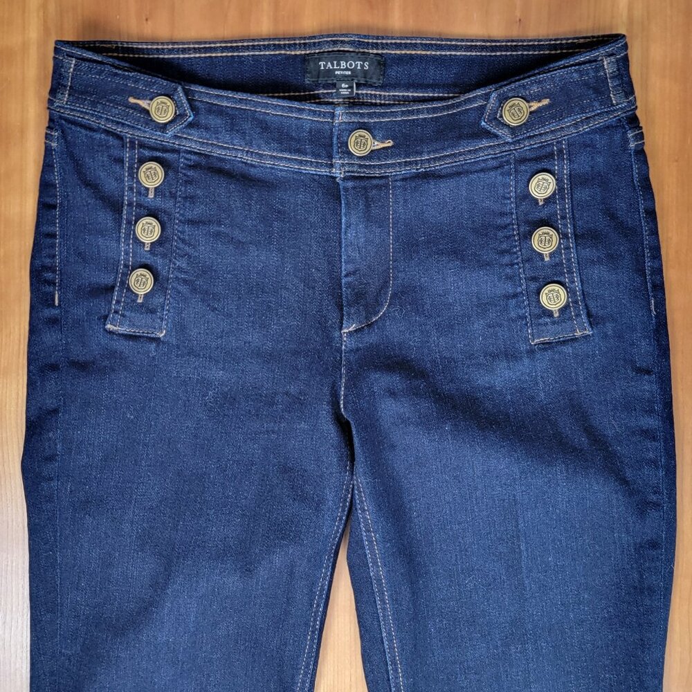 Talbots Dark Wash Stretch Denim Nautical Sailor Cropped Jeans - 6P - Picture 4 of 9